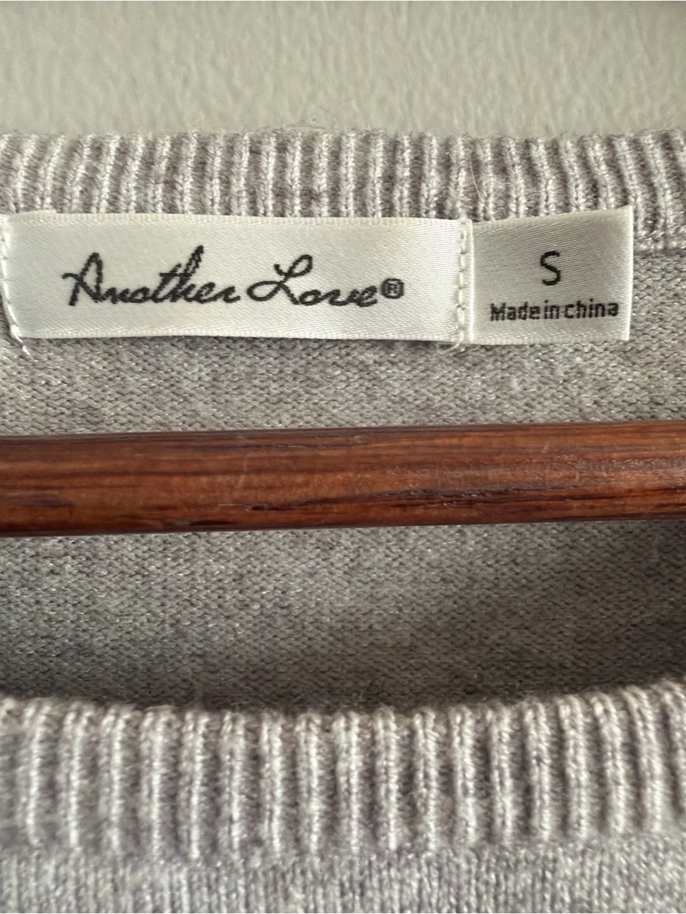 Another Love Gray Striped Hem Knit Sweater Small Soft Preppy Casual